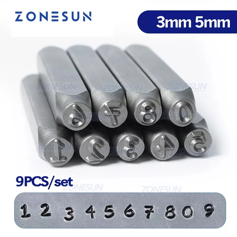 

ZONESUN 9PCS Carbon Steel Jewelry Stamp Number Set Steel Stamps Punch Die Metal Mark Stamping Tools For Bracelet Necklace Ring