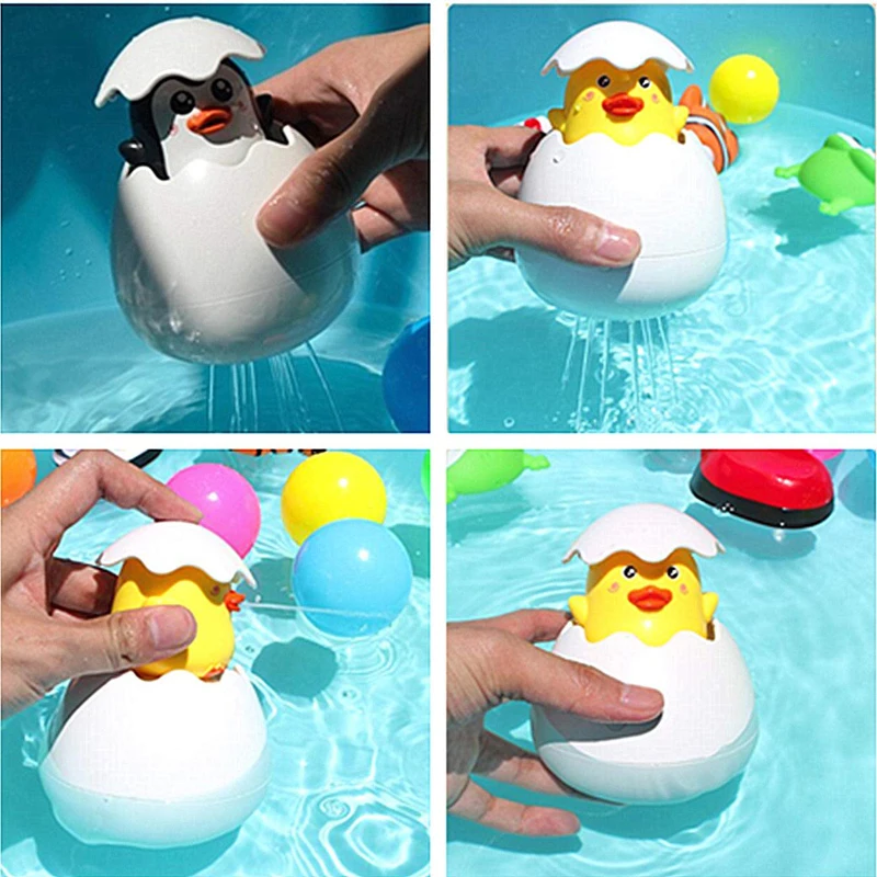 

Baby Bath Toy Cartoon Duck Egg Water Toys Spray Bathroom Sprinkler Shower ABS Penguin Clockwork Bath Toys for Kids