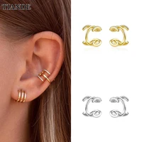 tiande silver color gold plated ear cuff for women cz zircon fake piercing womens clip earrings 2022 fashion jewelry wholesale