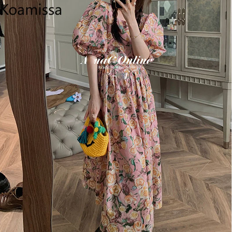 

Женское длинное платье в стиле ретро Koamissa, с пышными рукавами
