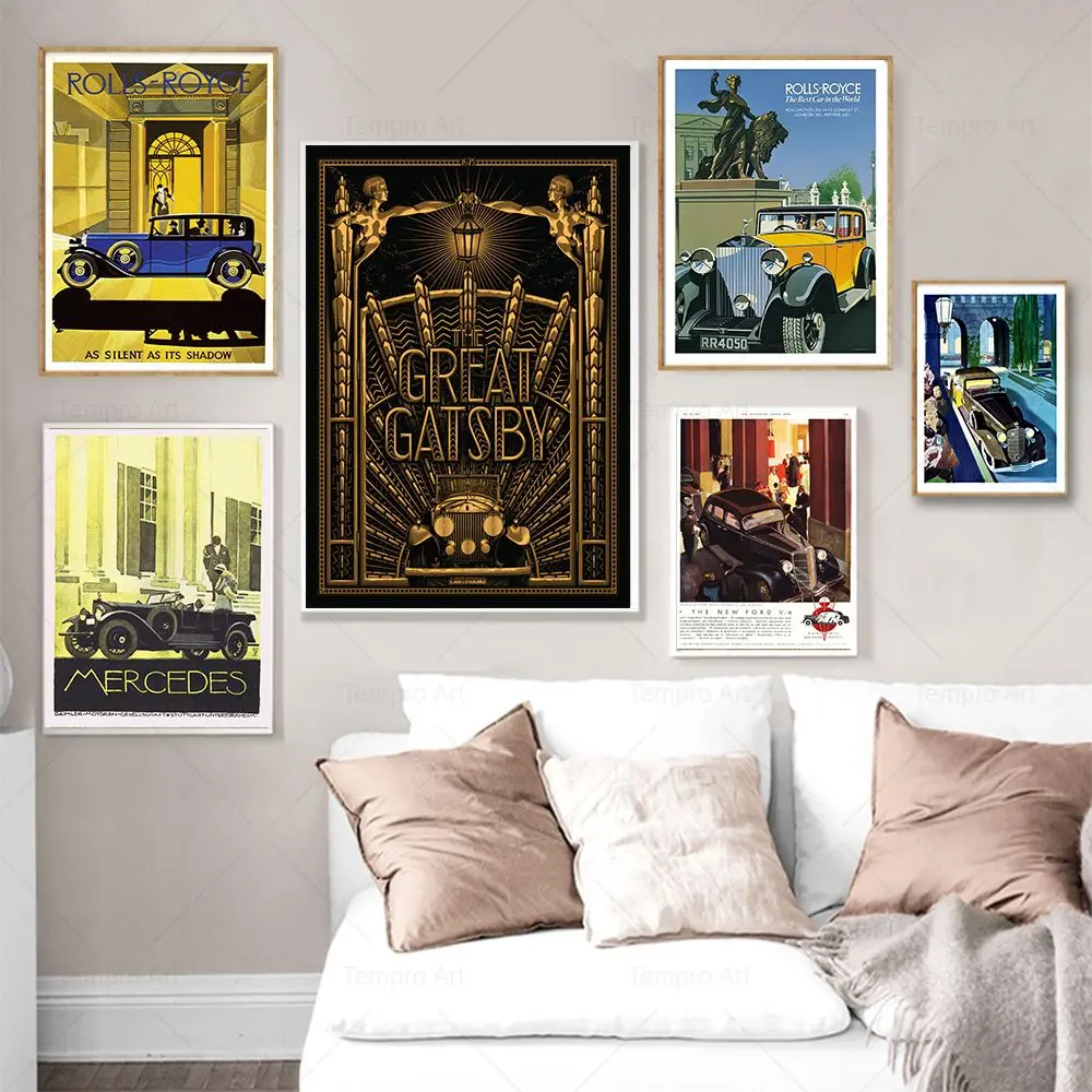 

30s Popular Car Canvas Painting Print Fashion Vintage Poster Nostalgia Automobile Advertising Wall Art Picture Living Room Decor