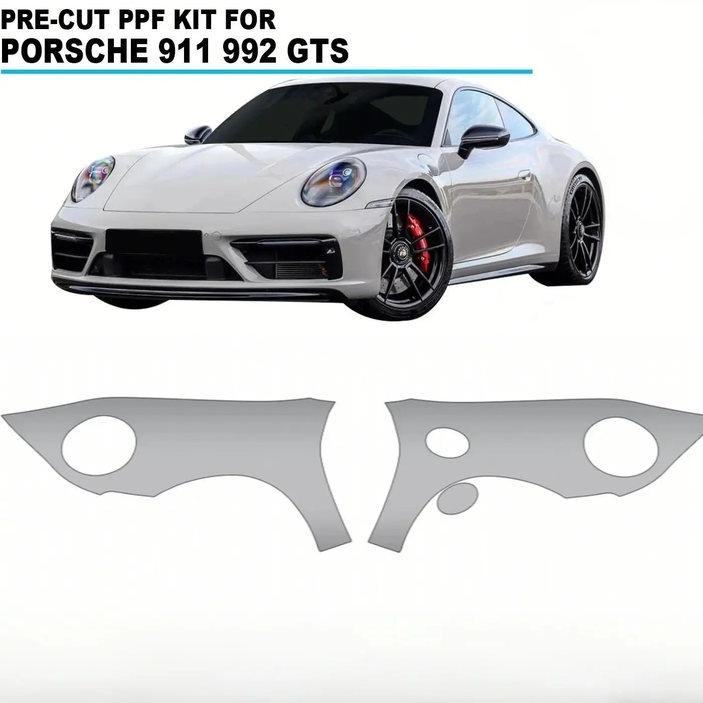 Фото Защитная пленка из ТПУ 8.5 Mil для бампера Porsche 911 992 GTS 2021-2025, предварительно вырезанный комплект PPF, прозрачная защита кузова от царапин №2
