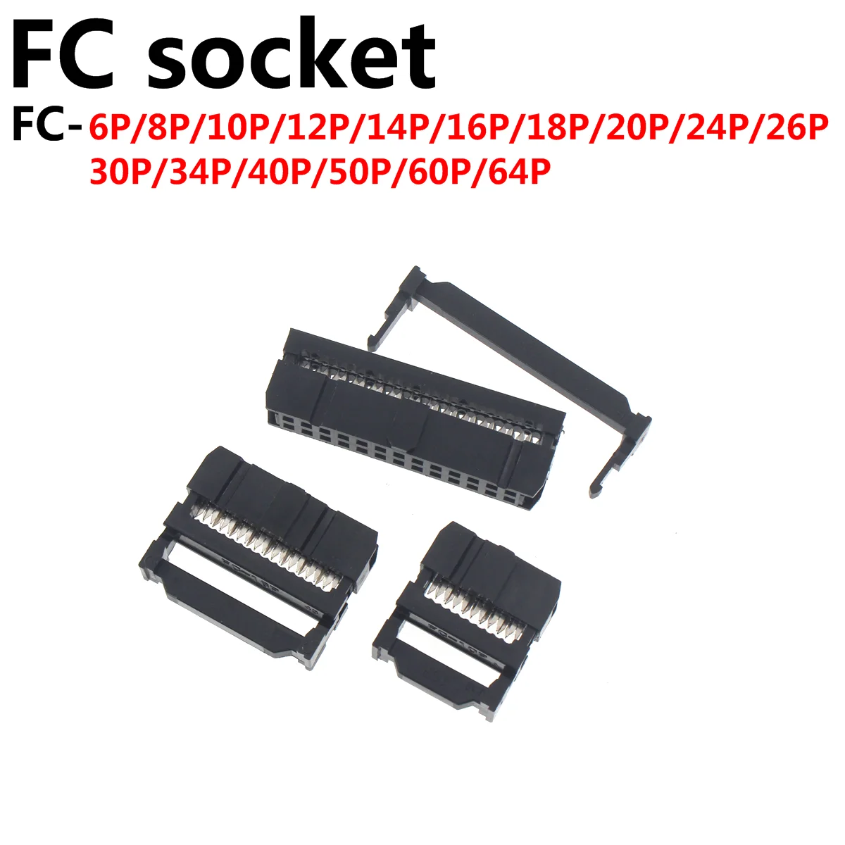 

20set Dual Row Pitch 2.54mm IDC Connector 10-pin cable socket FC-6P FC-8P FC-10P FC-14P FC-16P To FC-40P IDC Socket 2x5 Pin