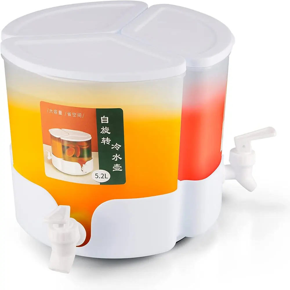 

1.37 Gallon Drink Dispensers for Parties,3 in 1 Beverage Dispenser Removable Degree Rotation with Spigot & Lids for Kitchen Ref