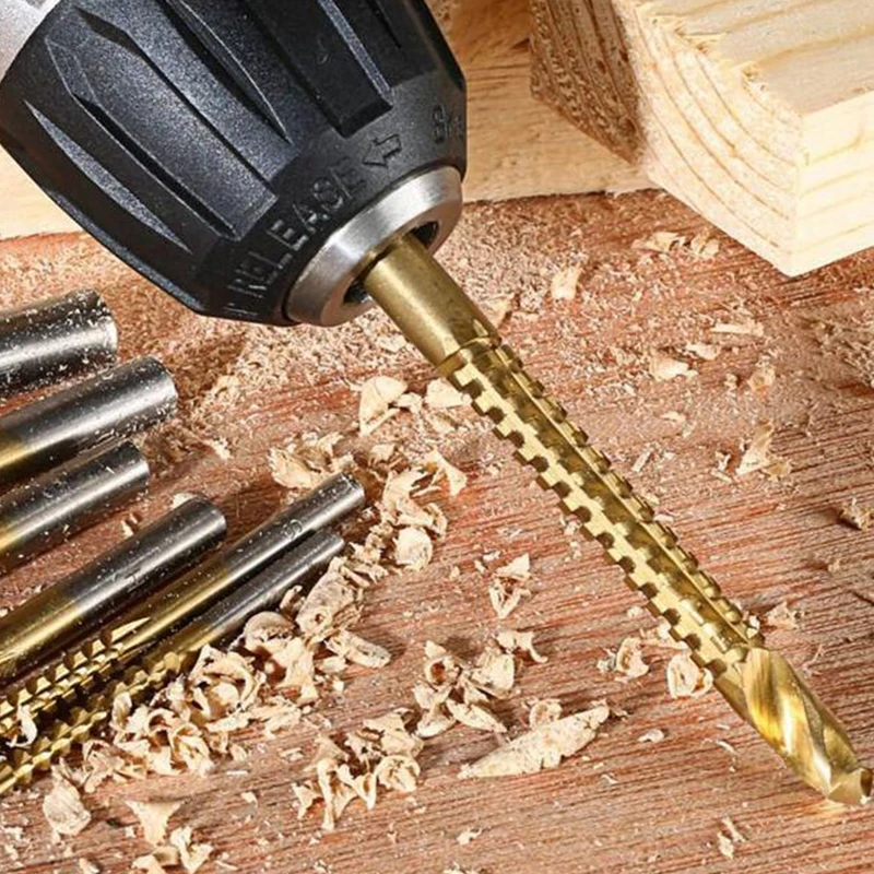 

6pcs/set Cobalt Drill Bit Set Spiral Screw Metric Composite Tap Twist Drill Bit Set Multi-function Metal Special Tap Drill Bit