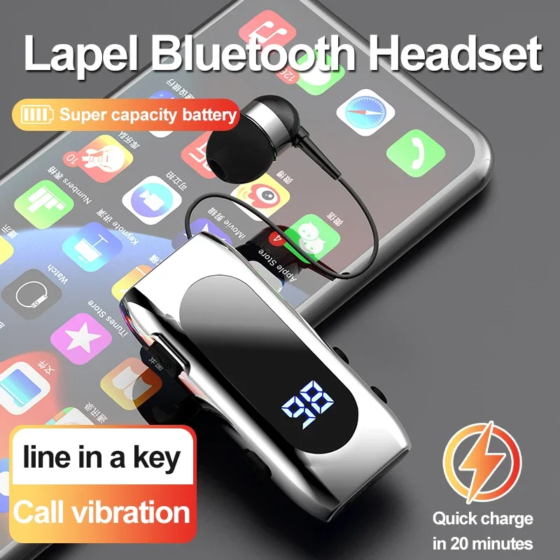 Фото K55 Lavalier Business Bluetooth 5.2 Наушники Разговорное/ Время музыки 20 часов, светодиодный цифровой дисплей, беспроводные наушники с шумоподавлением №3