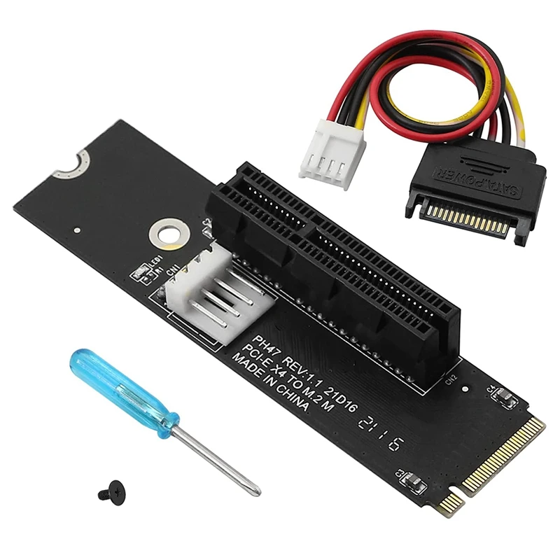 

Переходная карта M.2 NGFF к PCI-E X4, порт M Key M.2 2260 SSD к адаптеру PCIE с шнуром питания SATA для майнинга BTC
