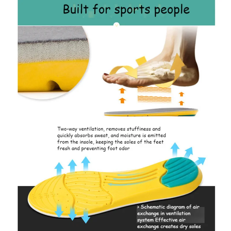  Cushioning Comfortable Breathable Sports High Elastic EVA University Military Training Insole Sweat Absorbing Insole New