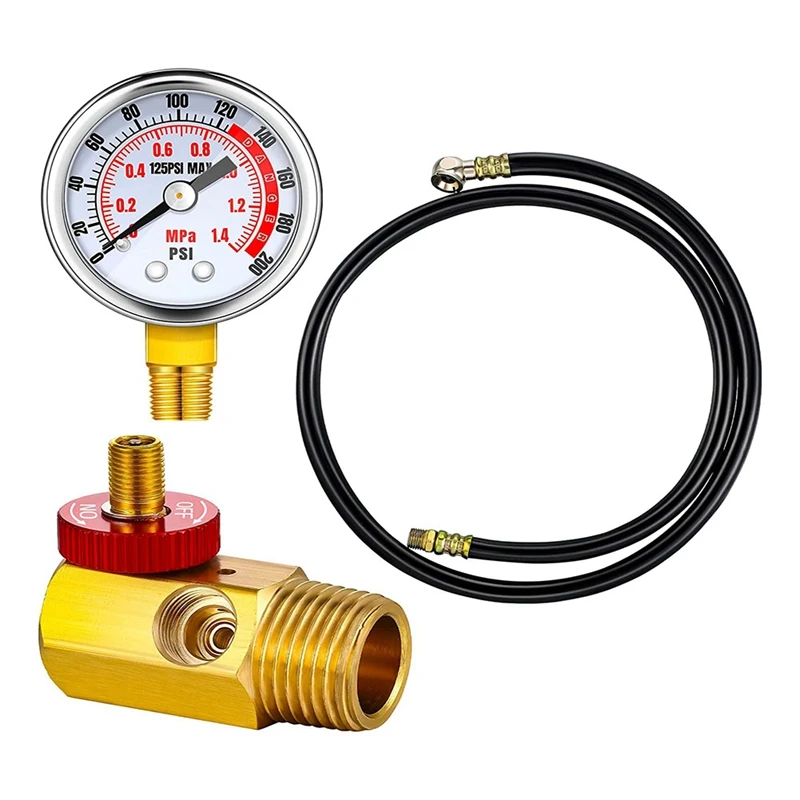 

1 Set Air Tank Repair Kit Safety Valve 0-200 PSI Pressure Gauge For Portable Carry Tank