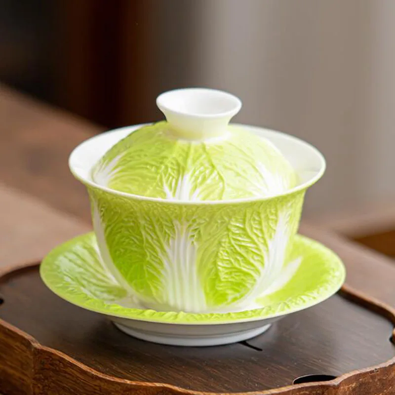 

HEYYES Зелёная керамическая чайная чашка Gaiwan