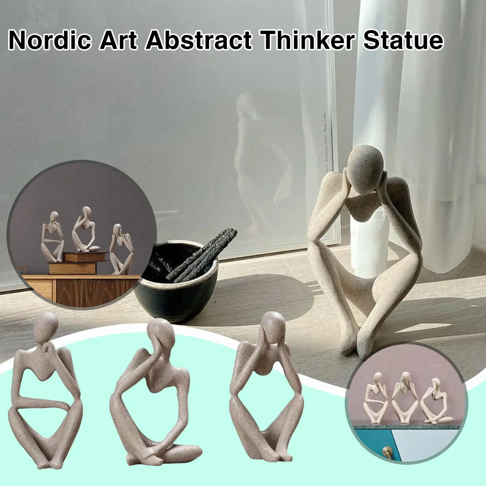

Nordic Art Abstract Thinker Statue Modern European Decoration Craft Ornaments Desktop Office Home Handmade Sculpture Resin D1r2