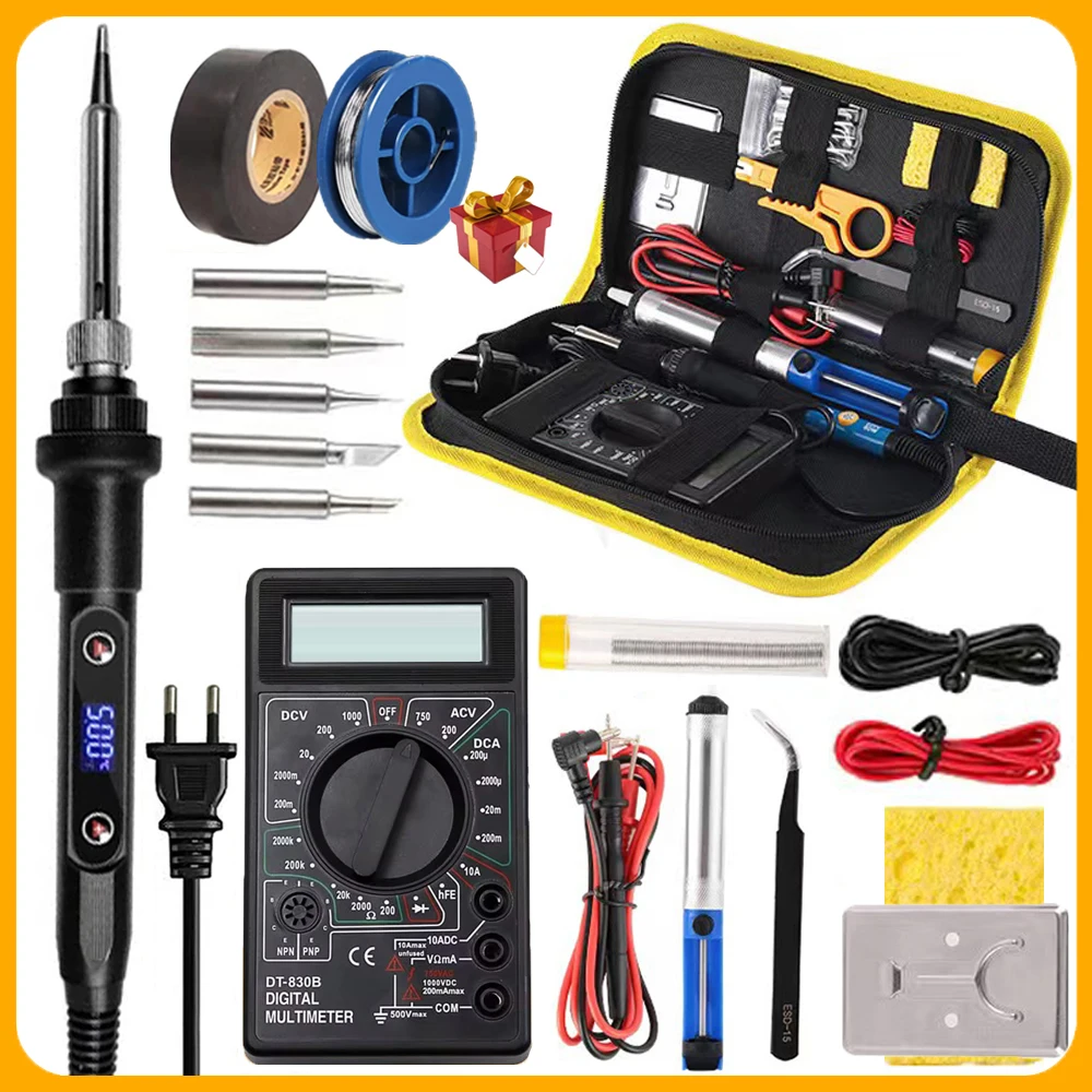 Электрический паяльник 19 в 1 80 Вт ЖК цифровой дисплей 180-500C Регулируемая Сменная