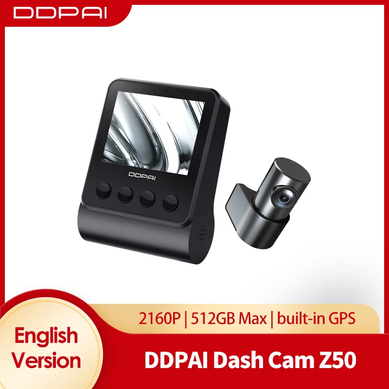 DDPAI Dash Cam Z50 Front and Rear 4K, Cam Car Camera with 2160P Front +1080P Rear, Built-in WiFi GPS, Dual Dash Camera for Cars