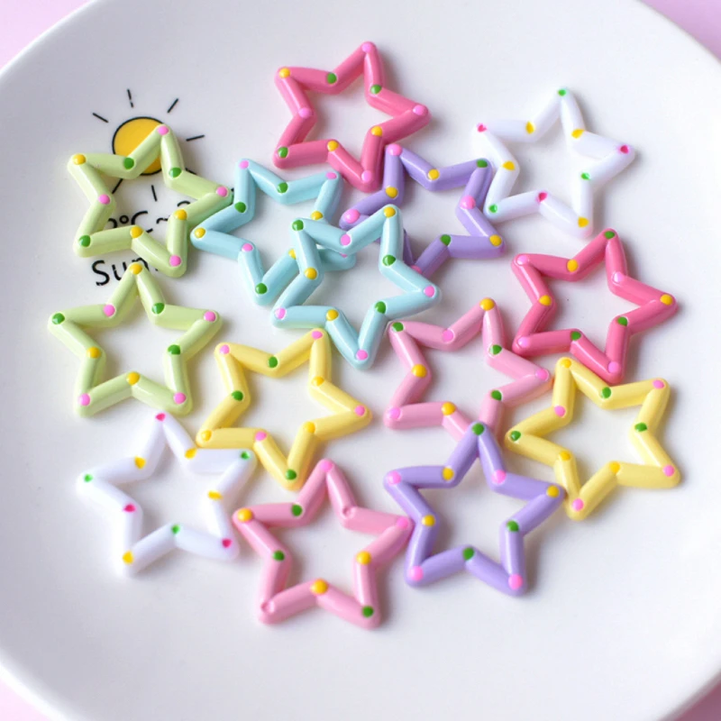 

20/50Pcs New Colorful Stars Series Kawaii Resin Figurine Crafts Flat Back Cabochons Ornament Jewelry Bracelet Hairwear Accessori