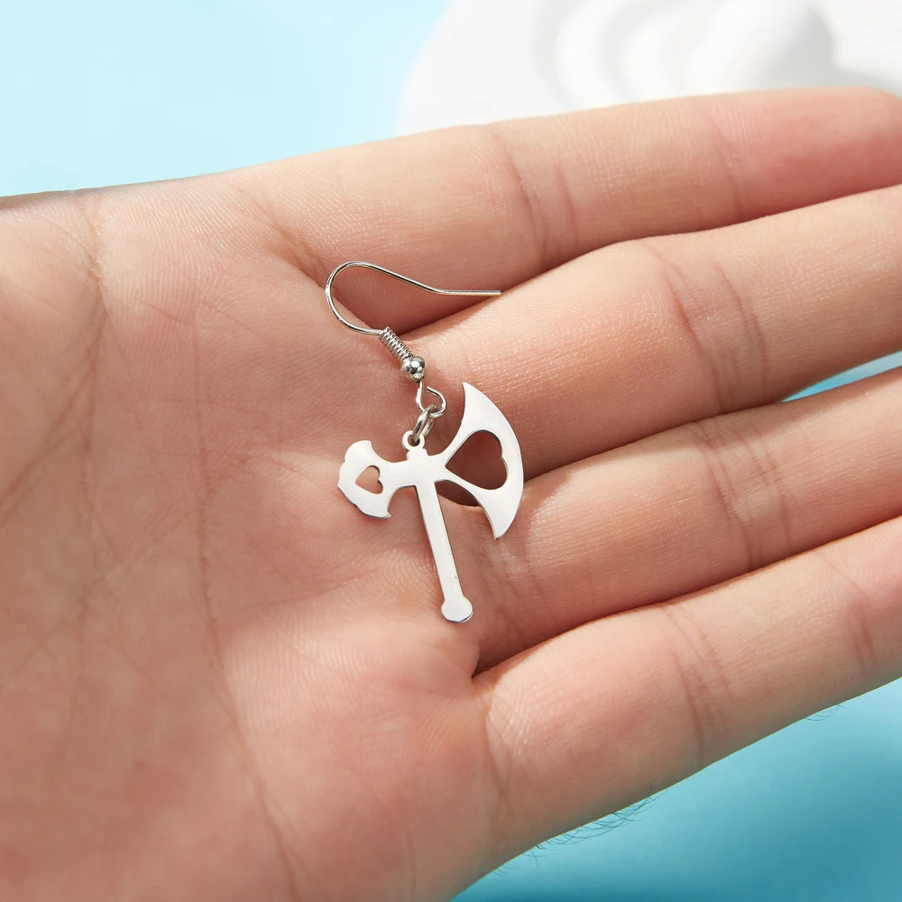 Серьги-подвески в виде маски и сердца из нержавеющей стали