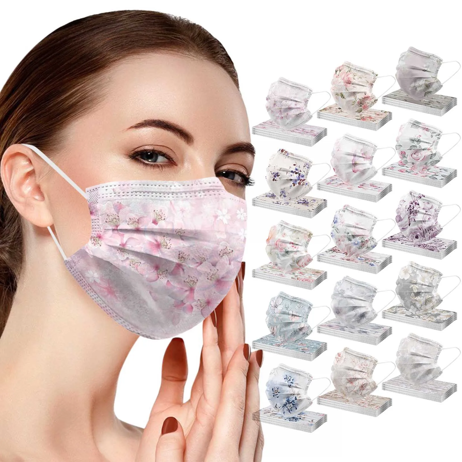 10 шт. трехслойная одноразовая маска для лица с красивыми цветами | Тематическая