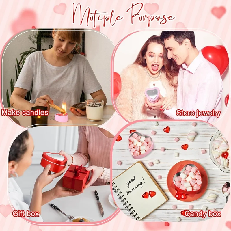 24 шт. металлические банки в форме сердца 4 унции