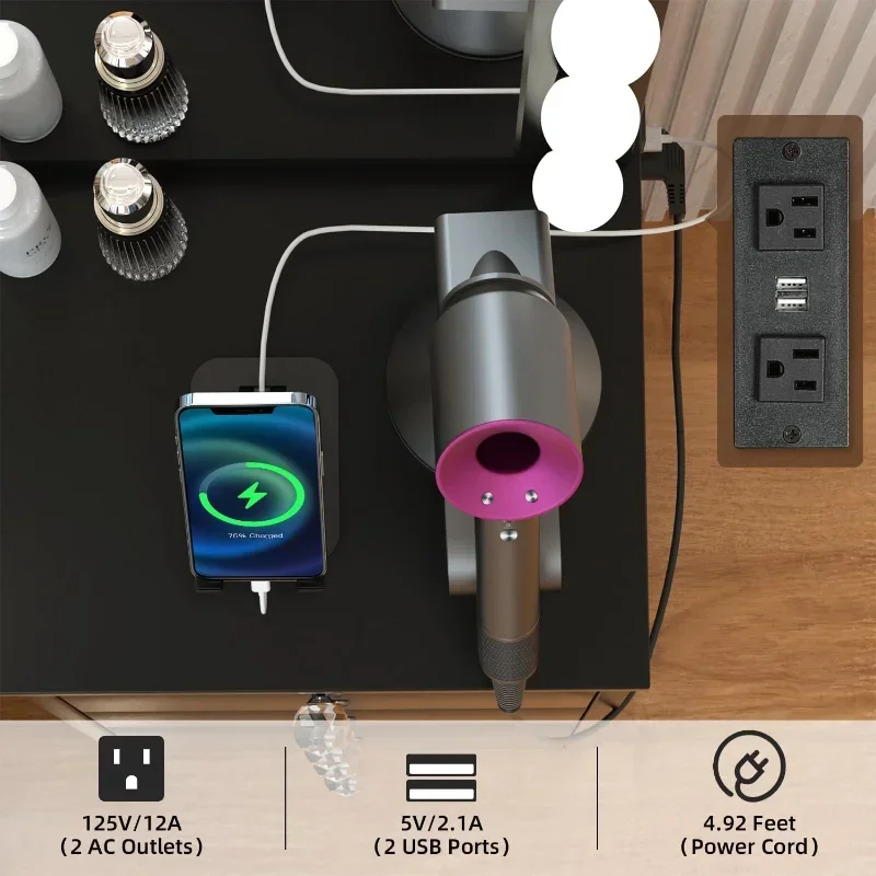 Столик для макияжа с подсветкой и зеркалом 5 выдвижных ящиков стол 3