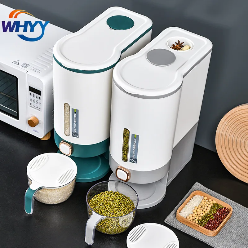 

WHYY Rice Container Storage Box Press Rice Bucket Insect-proof Moisture-proof Sealed Grain Tank Food Box for Kitchen Accessories