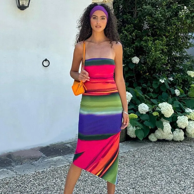 

Swimwear Cover Up Women Korean Style Shirt Dress For 2023 Summer Color New Female Sexy Strapless With Slim One Print Spandex