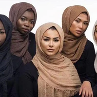 fold monochrome ethnic hair shawl scarf muslim plain cotton and linen female headscarf travel sunscreen