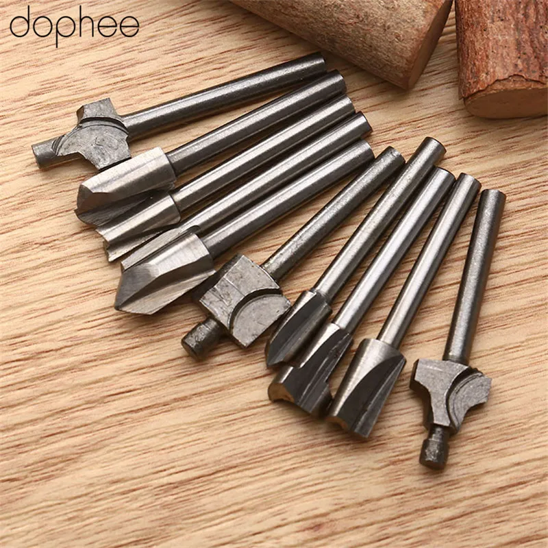 

10pcs/1set HSS Titanium Router Mill Bits Wood Cutter Trimmer Router Bit for Rotary Tool Cutting Dremel Woodworking Tools