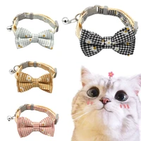 cat collar plaid collar pet bell collar little daisy bowknot collar for cats pet accessories cat accessories