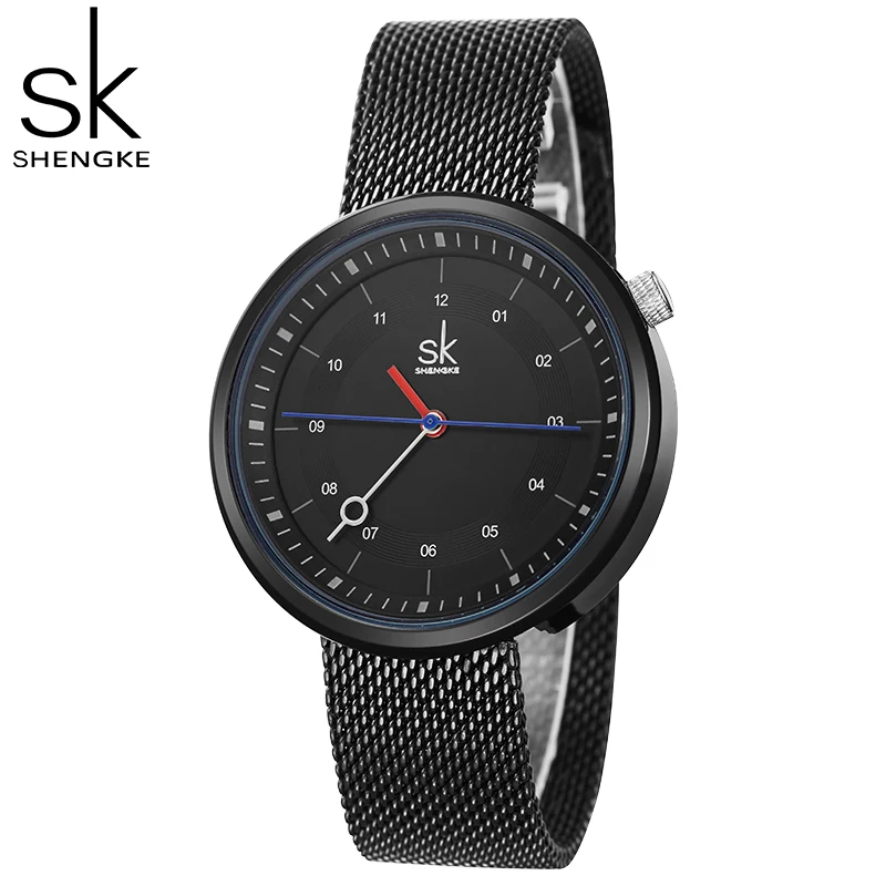 SHENGKE Creative Design Woman 36mm Dial Watches Fashion Mesh Strap Black Women's Quartz Wristwatches Ladies Clock Reloj Mujer enlarge