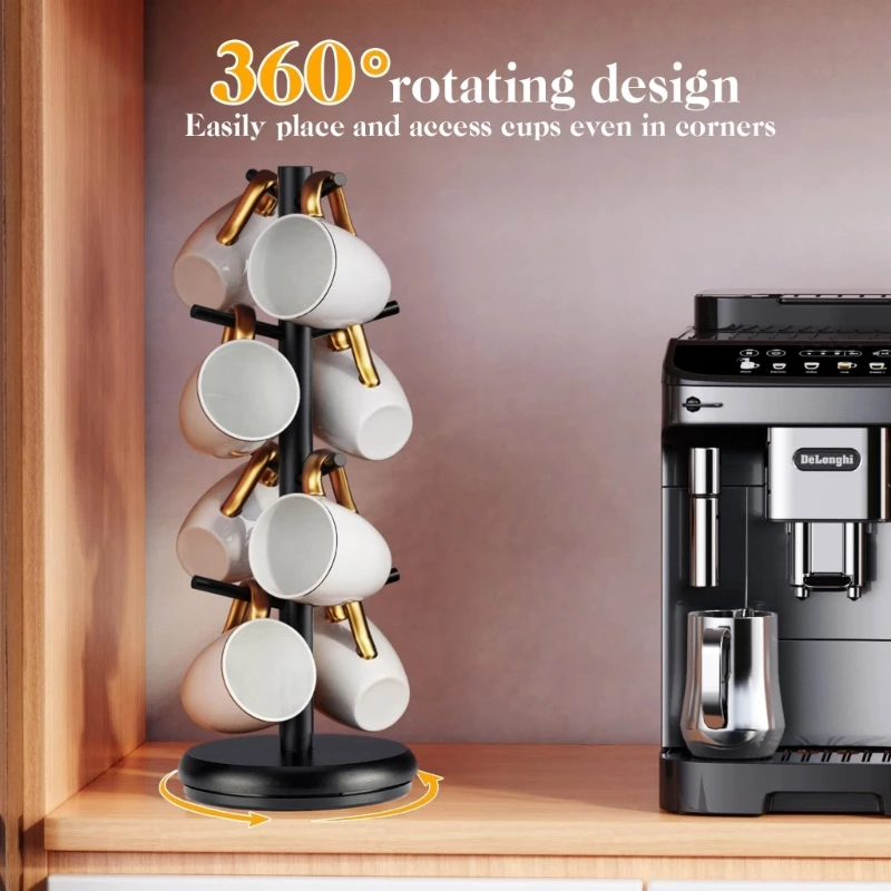 Бамбуковый держатель для кухонных кружек с 8 наклонами вверх кофейной стойки