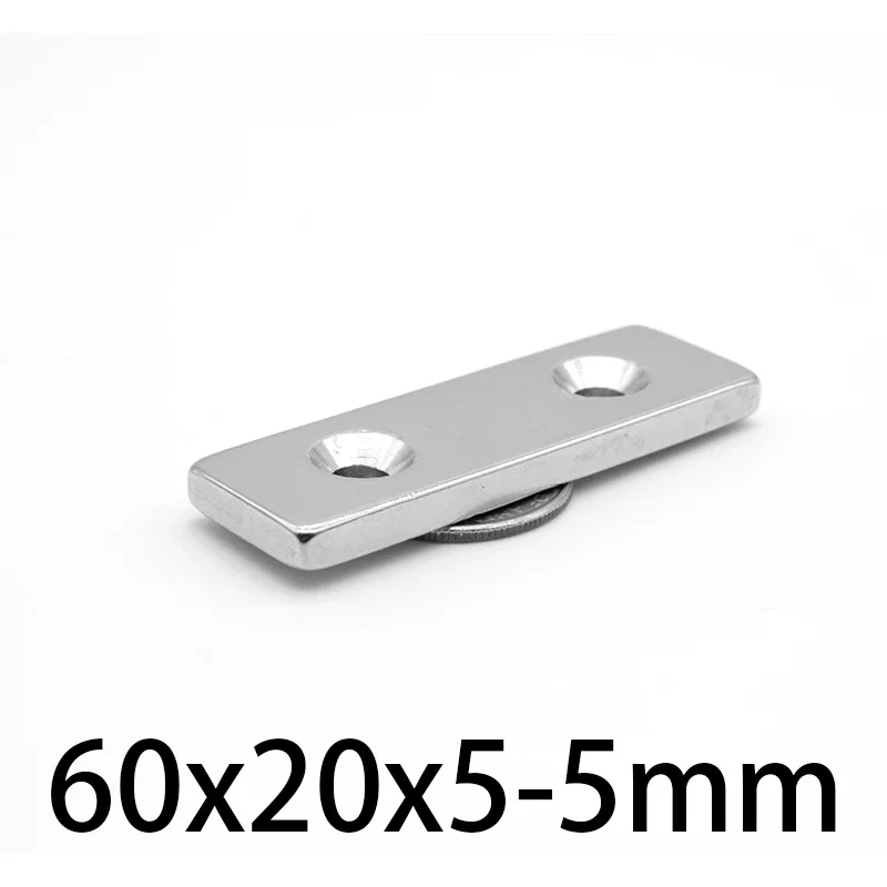 N35 60x10x5-5 60x20x5-5 Блоковые магниты с потайной головкой и полосой двумя отверстиями