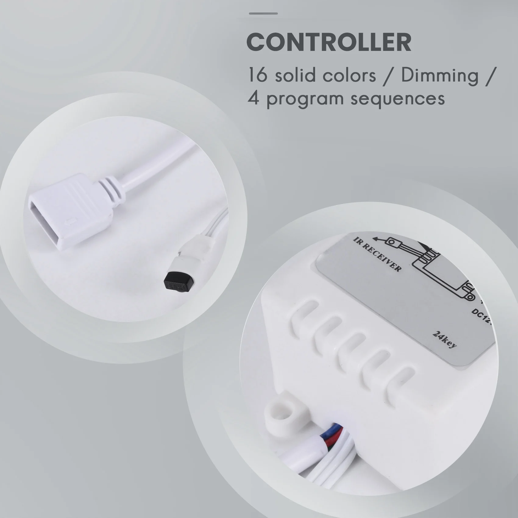 Светодиодный RGB контроллер управления IR FB 24 клавиши белый 12 В