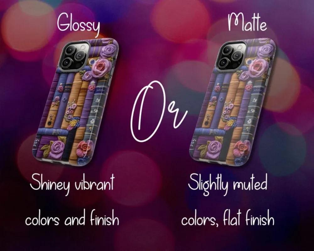 Фиолетовый винтажный чехол с книжной полкой и цветочным принтом для iPhone 16 15 14 13 12