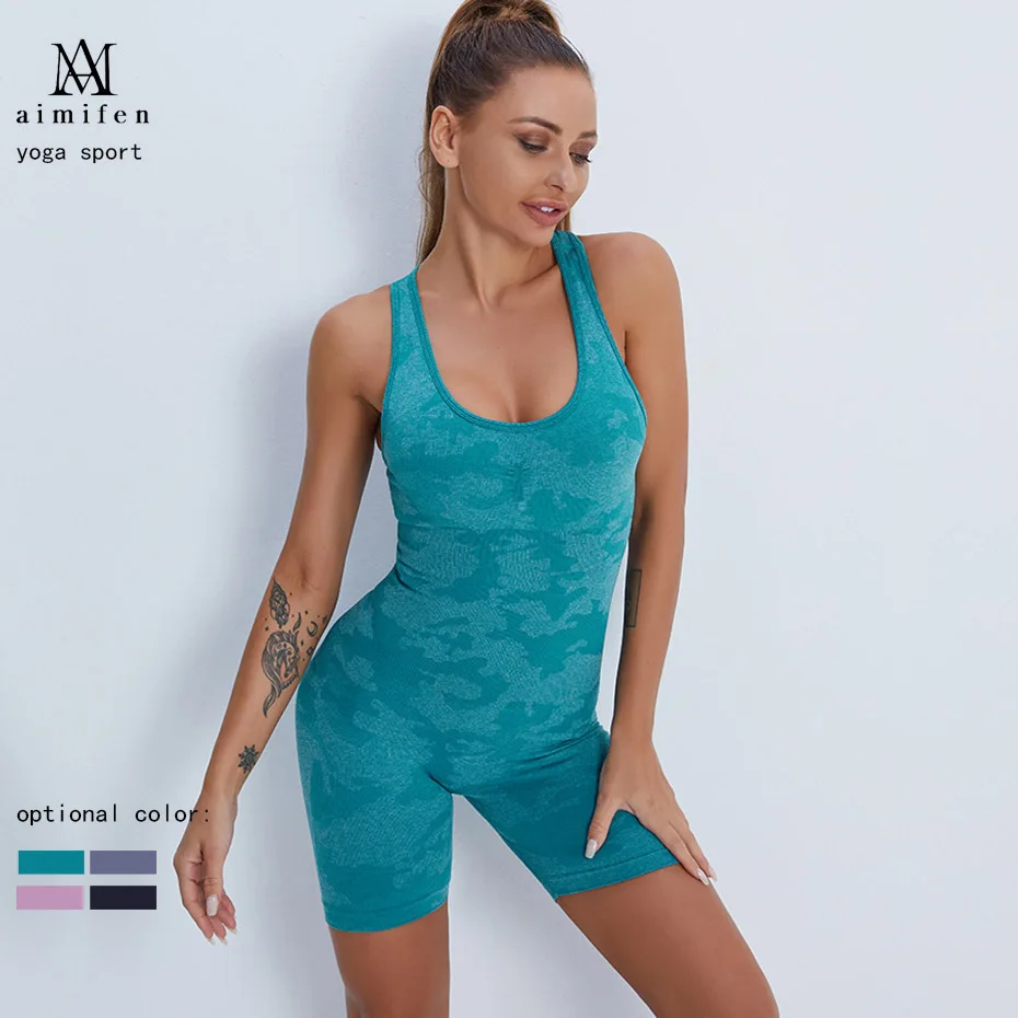 Backcross Yoga Sets Seamless Sports One Piece Jumpsuit Outfit For Women Dancing Fitness Yoga Short Legging Women Sports Pant