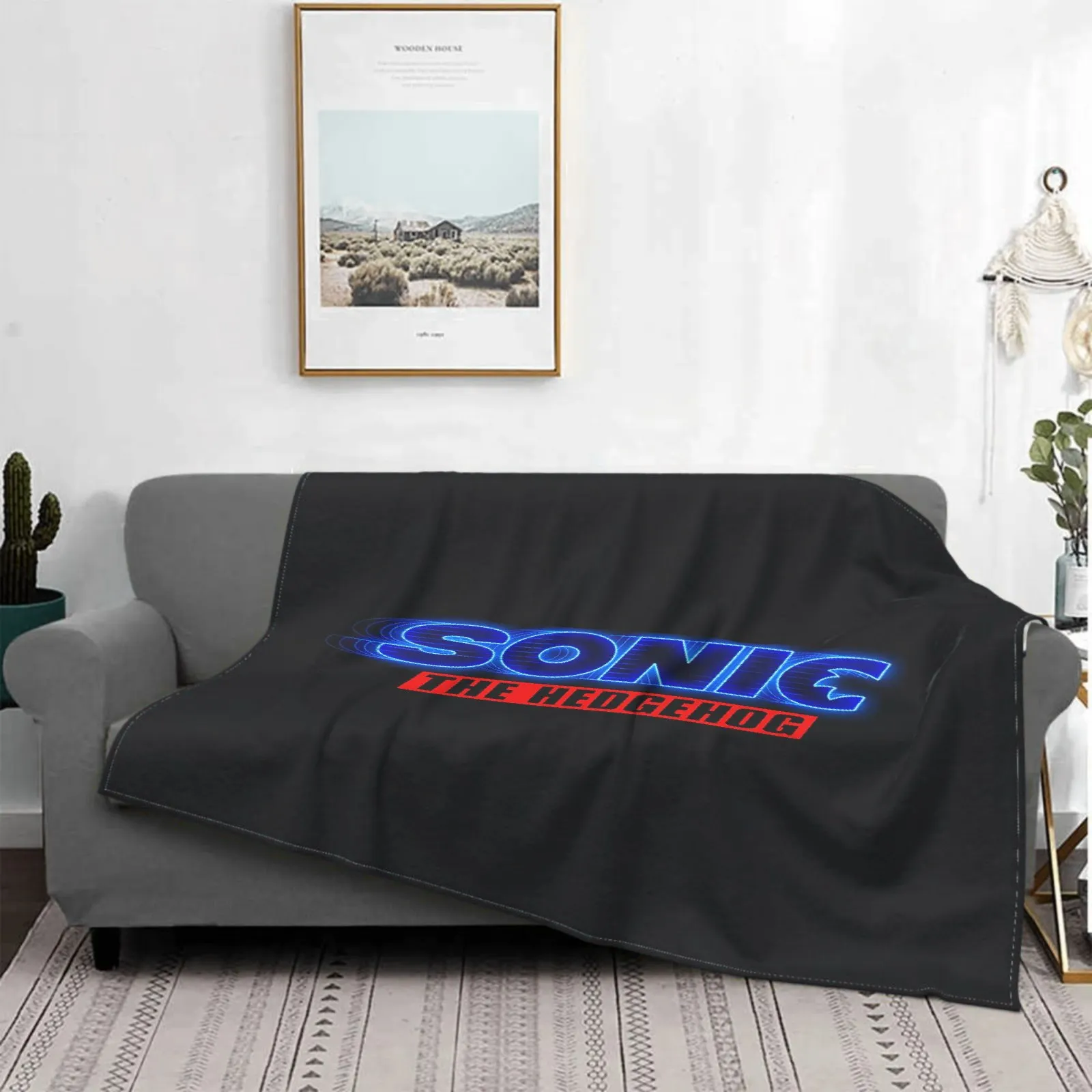 

Sonic Blanket Anime Fashion Cartoon Flannel Blanket Throw Children Gift Living Room Bedroom Sofa Travel Camping Blanket