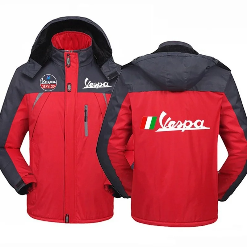 

new Winter Jacket Men VESPA LogoWarm Coat Male Windproof Hooded Jackets Outwear Casual Mountaineering Overcoat