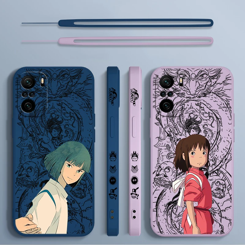 

Anime Spirited Away lover Cover For Xiaomi Redmi Note 12 12Pro 11 11S 11T 10S 10 Pro Plus 5G Liquid Left Rope Phone Case