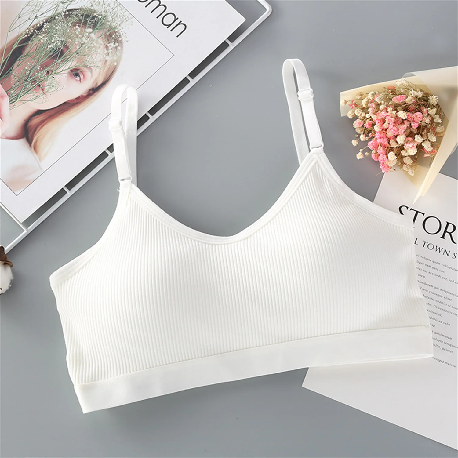 Sujetador sin costuras para mujer Bralette transpirable de copa complea aros Top шланг для сна