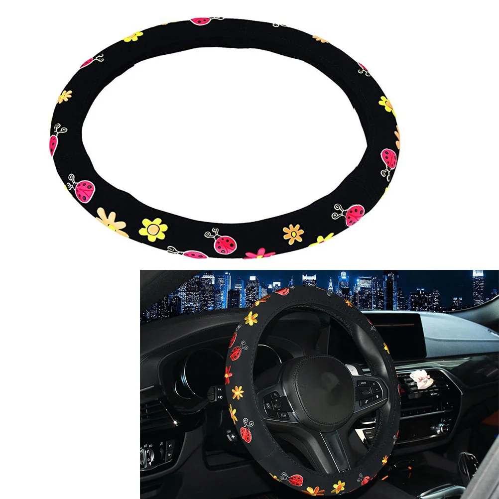 

Automotive Women Embroidery Car Steering Wheel Cover (Ladybird)