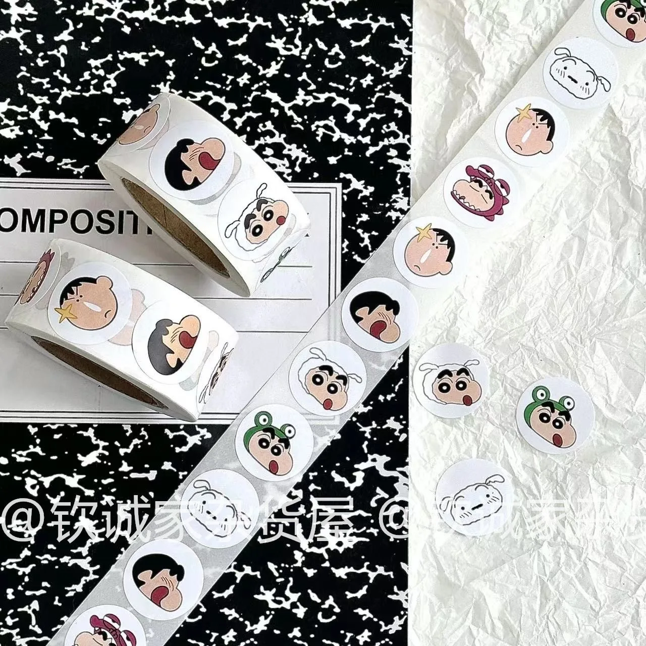 500 Шт. Bandai Kawaii Карандаш Шин Чан Аниме Наклейки Креативный Рулон ПВХ