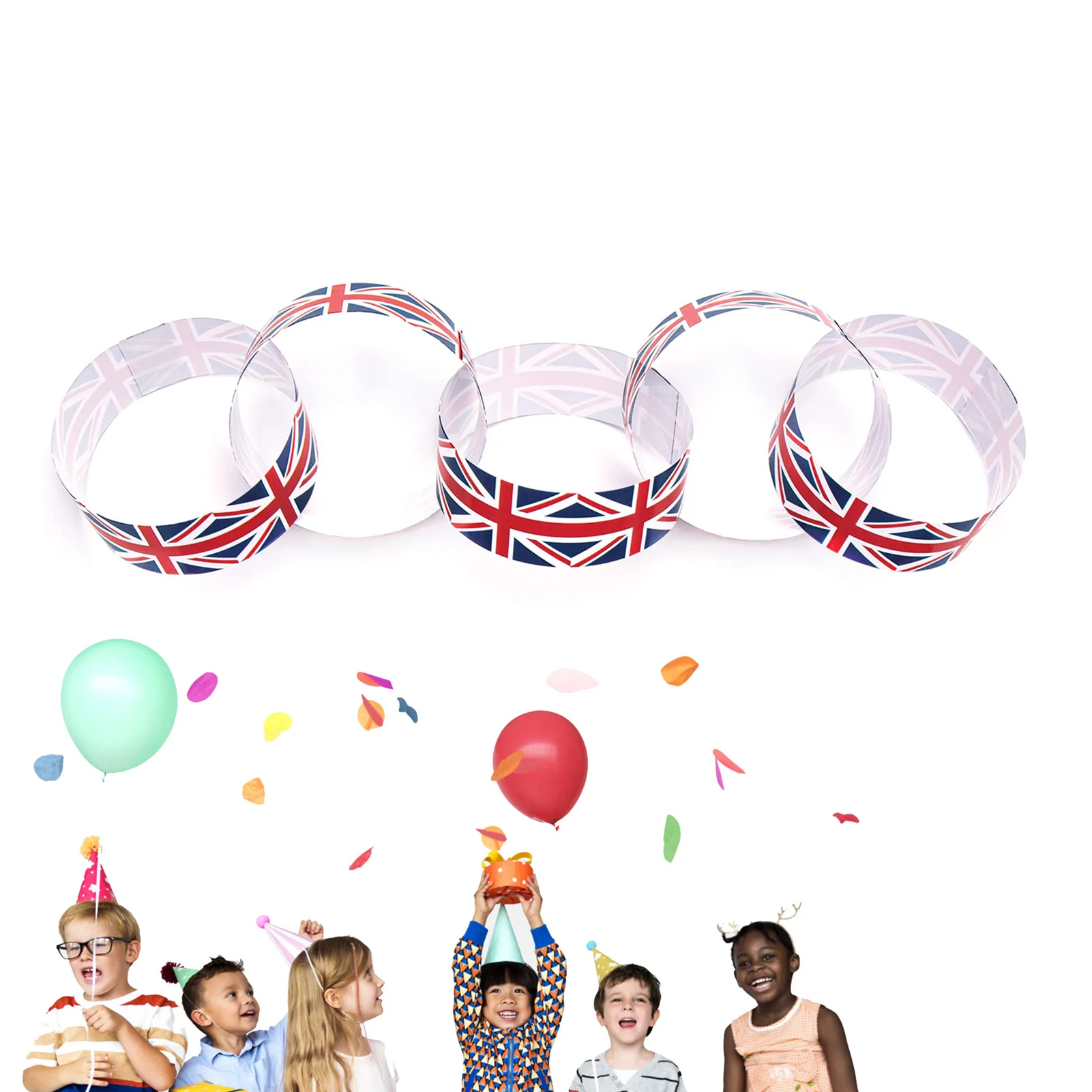 

Бумажные цепочки Union Jack, бумажная цепочка 2022 Union Jack, тематическое вечерние чное украшение для дома и улицы