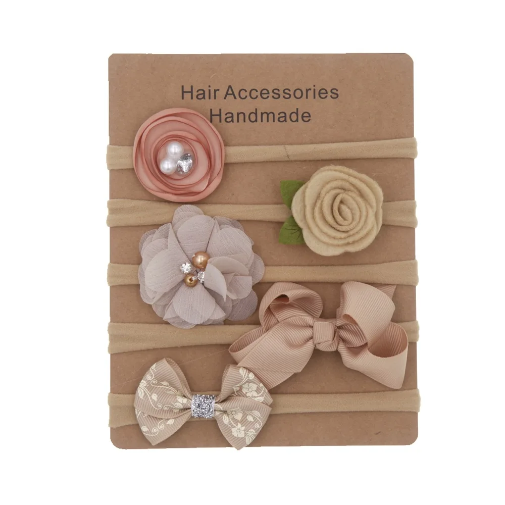 

5Pcs/lot Baby Headbands Newborn Flower Bows Kids Toddler Headband Elastic Hair Band Headwear Children Girl Hair Accessories
