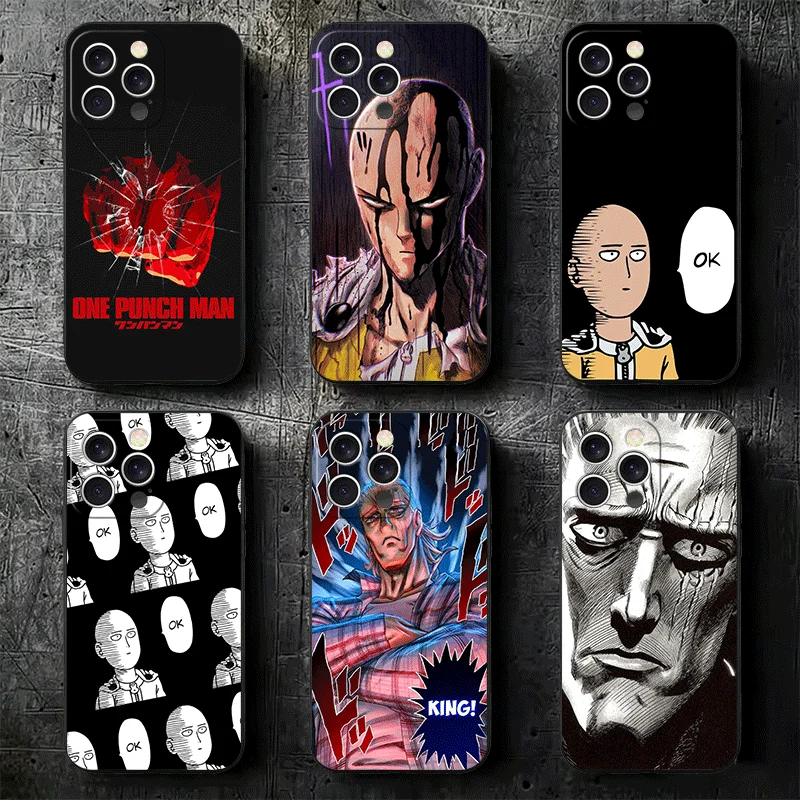 Фото Чехол для телефона One P-Punch-Mans Saitama King Soft для iPhone 11 13 14 15 16 Pro Max 17 Air 16E 12 Mini 7, черный, задняя крышка №1