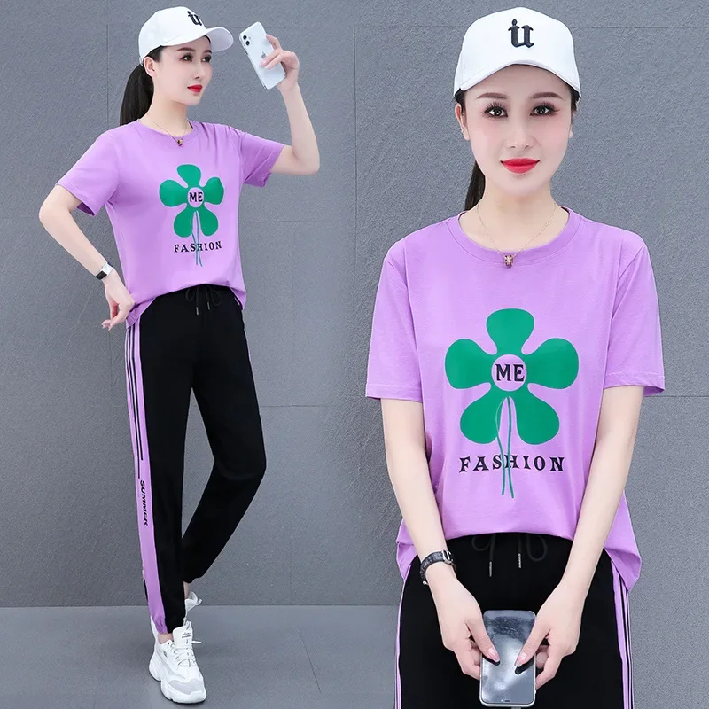 Модный повседневный спортивный костюм женский летний веселый нишевой особенный