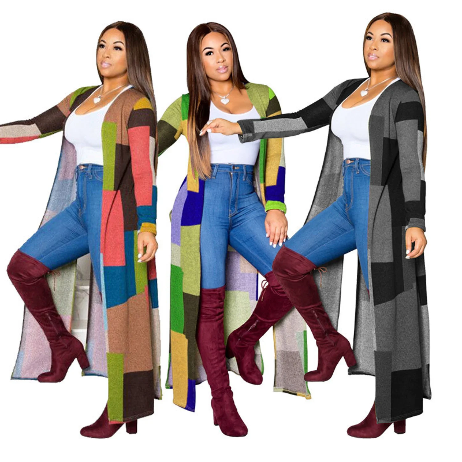 

2023 Women'S Hot Sale In Autumn Winter Printed Long Windbreaker Coat