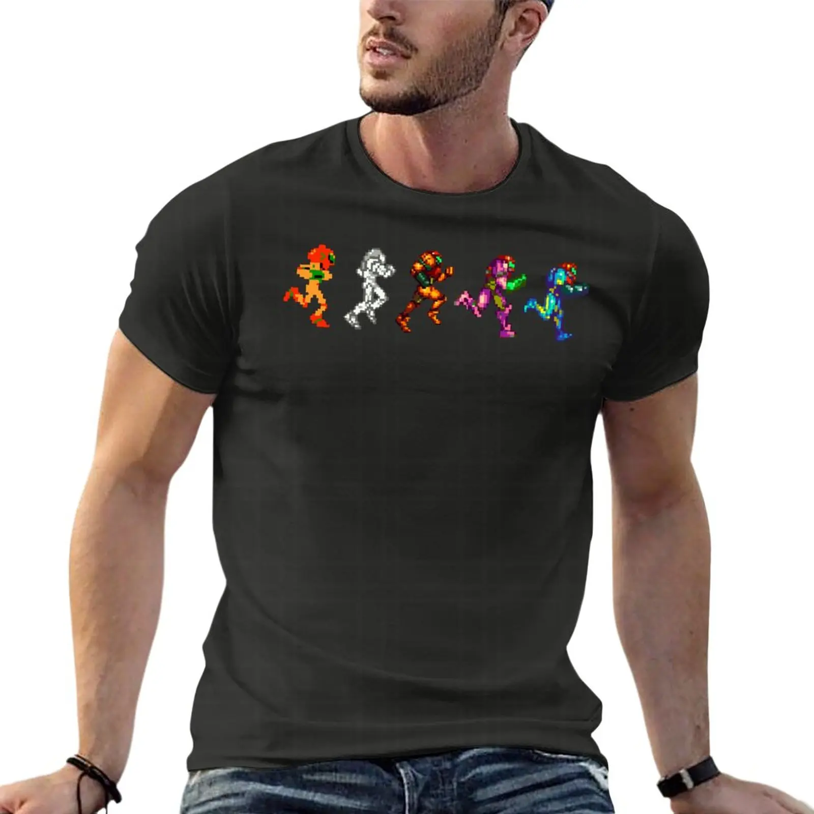 

Evolution Of Samus Metroid Pixel Art Oversize T Shirt Branded Men Clothes 100% Cotton Streetwear Plus Size Top Tee