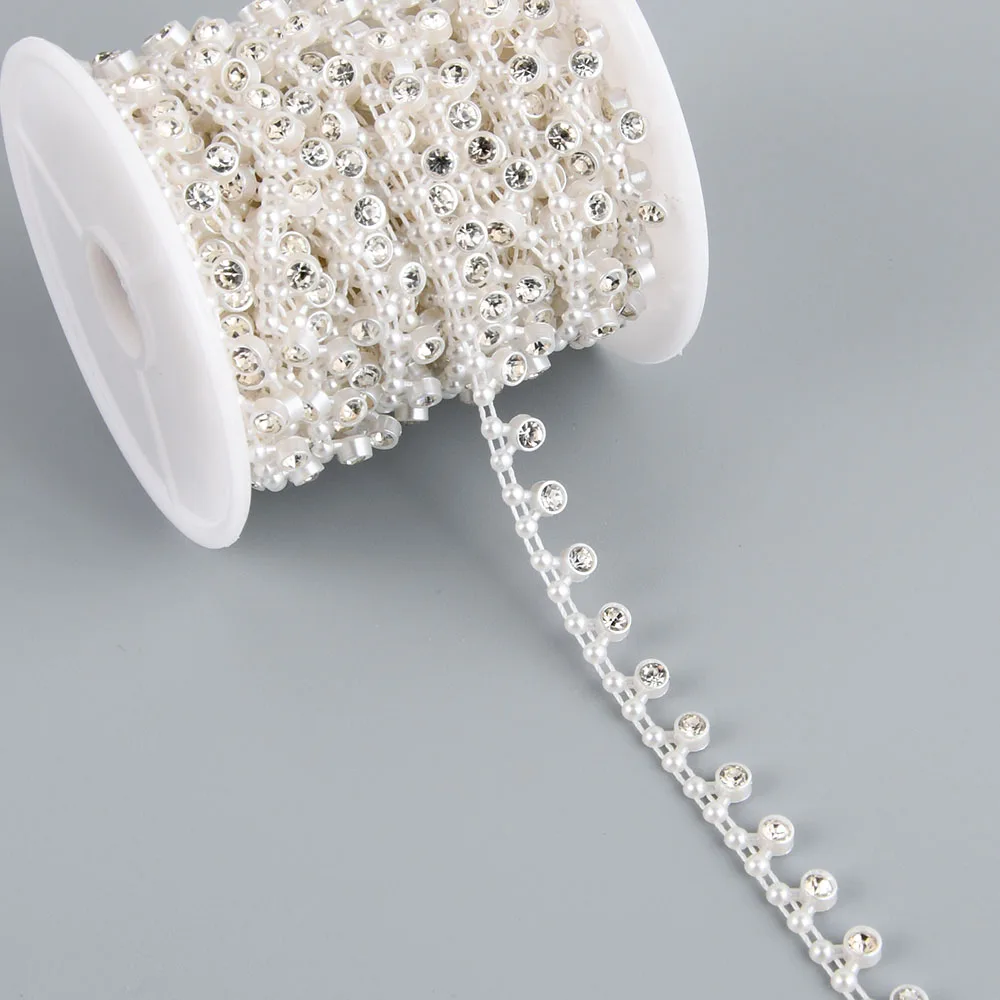 1 ярд бусин искусственный жемчуг отделка аппликация кружевная лента ремешок