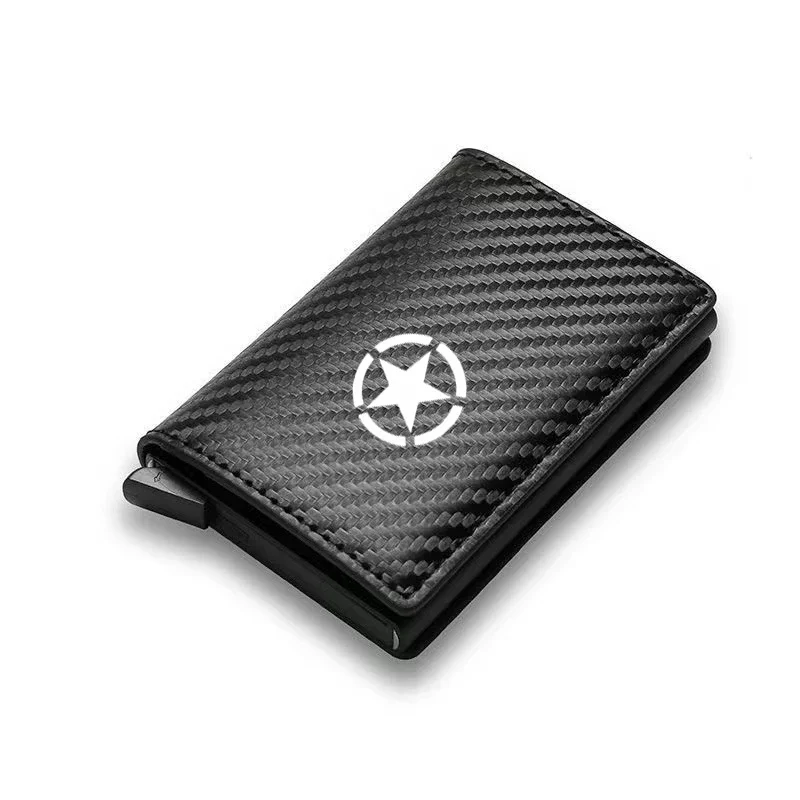 

Чехол-держатель для карт из углеродного волокна, мужские кошельки, черная искусственная кожа для Jeep Cherokee Compass Renegade Wrangler, авто аксессуары для интерьера