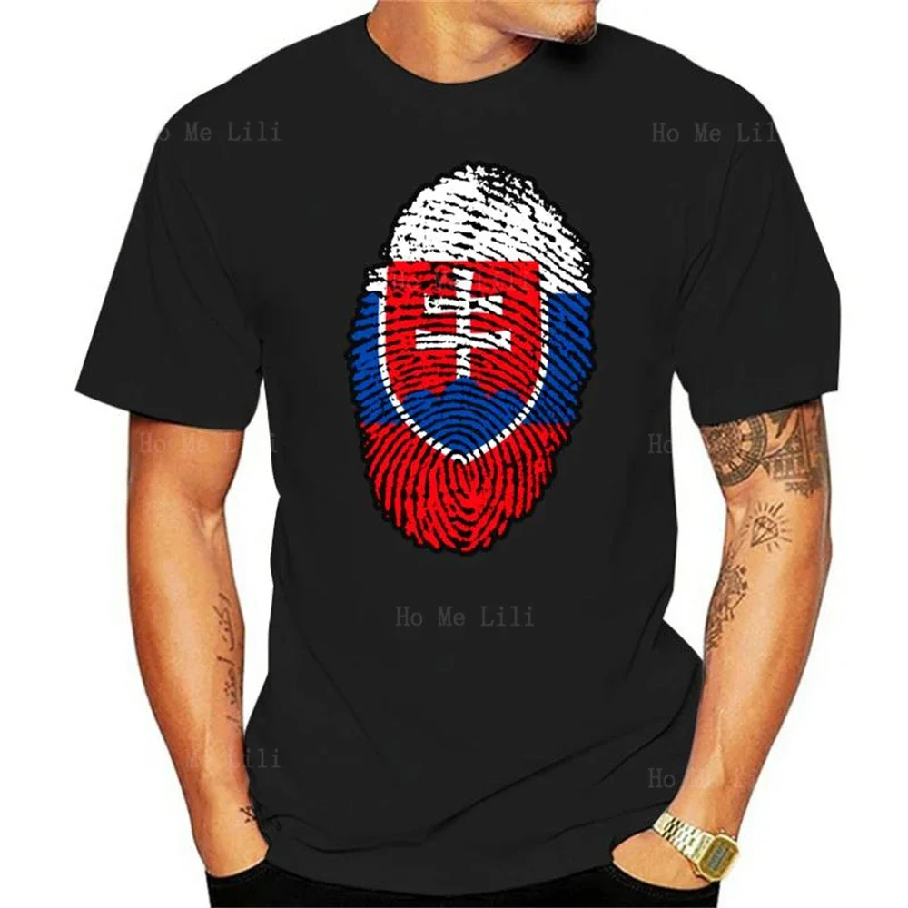 Tyburn Slovakia Flag Fingerprint Striped Cotton Unisex Custom T Shirt