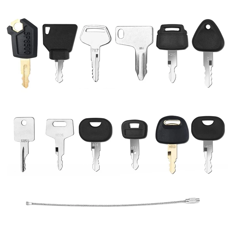 

12Keys Forklift Key Set For 14603 Key For Cat Clark For JBC/14607 For Yanmar Takeuchi For Kubota 459A
