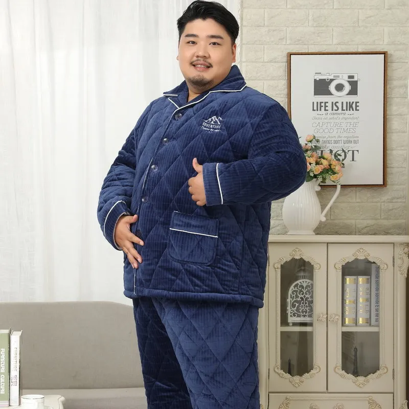 Autunm Winter New Male Loose Casual Homewear Flannel Two Piece Set Sleepwear Men Luxury  Three Layers Of Cotton Pajamas Suit